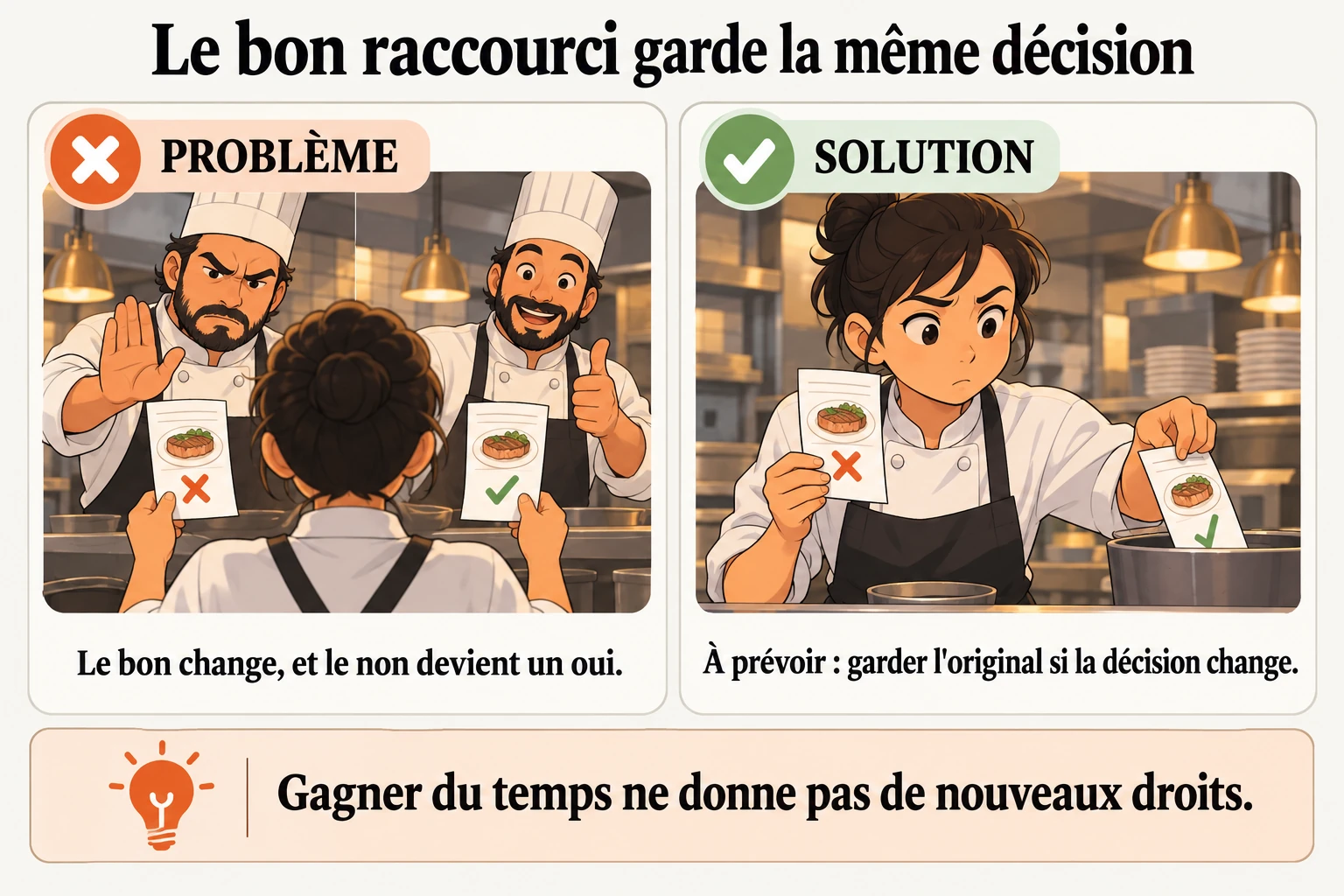 Raccourcir le bon ne doit pas changer le oui ou le non du chef