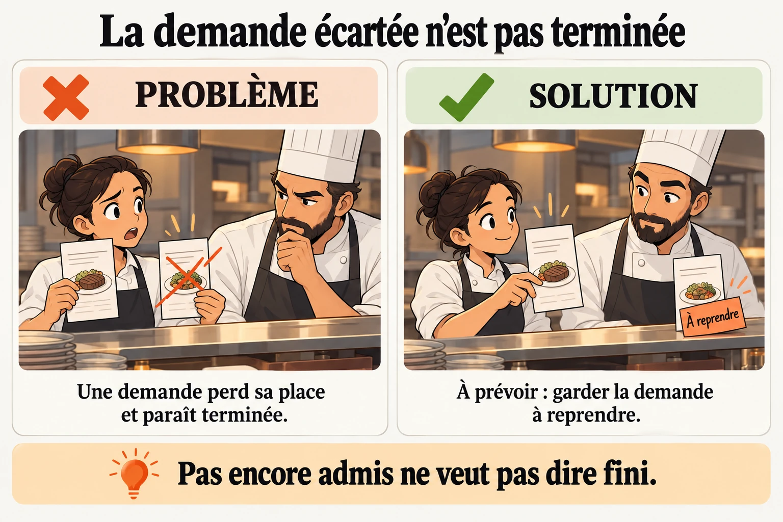 Deux demandes arrivent, une seule prend la place devant le chef