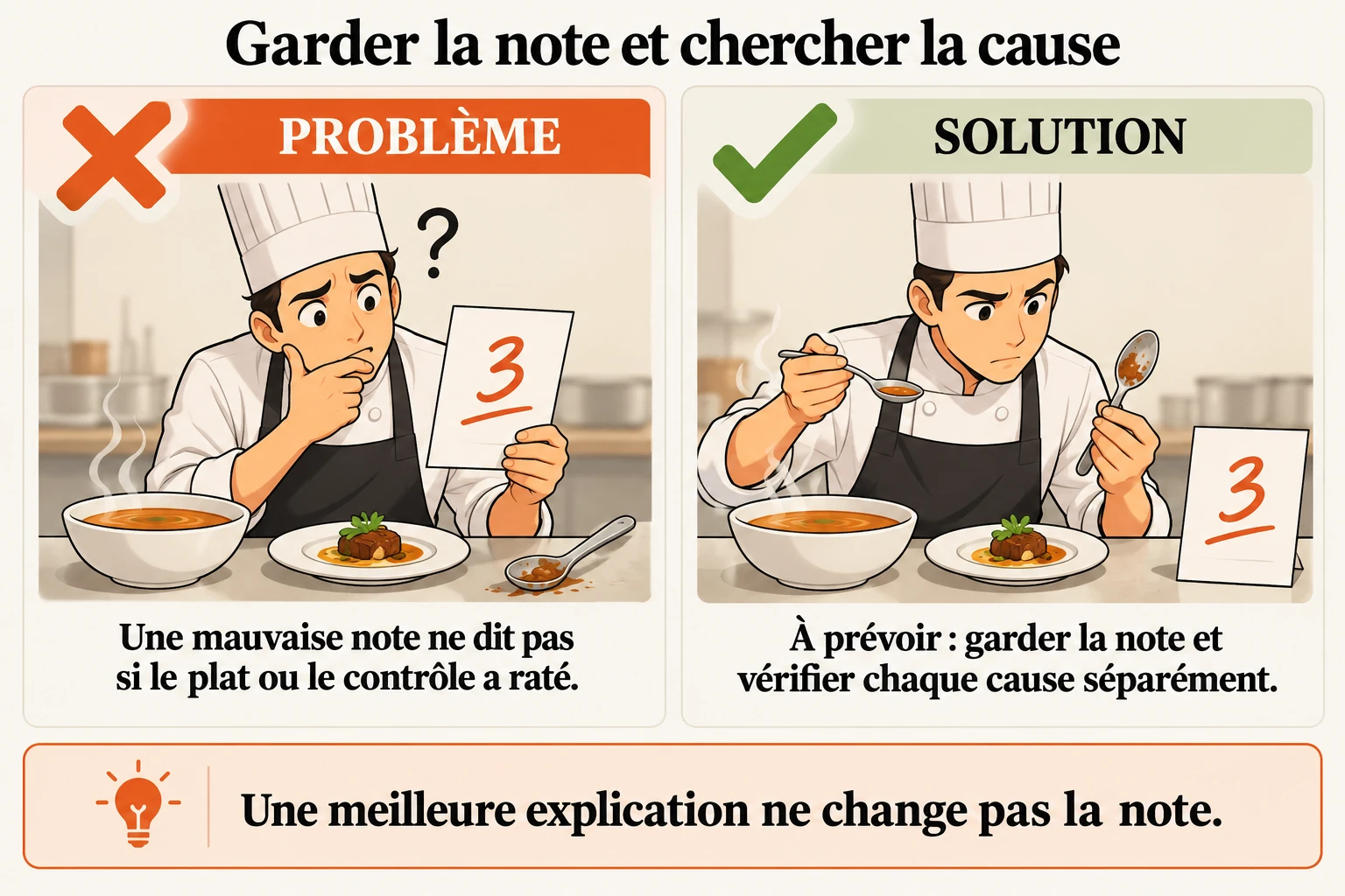 Expliquer la mauvaise note sans la changer