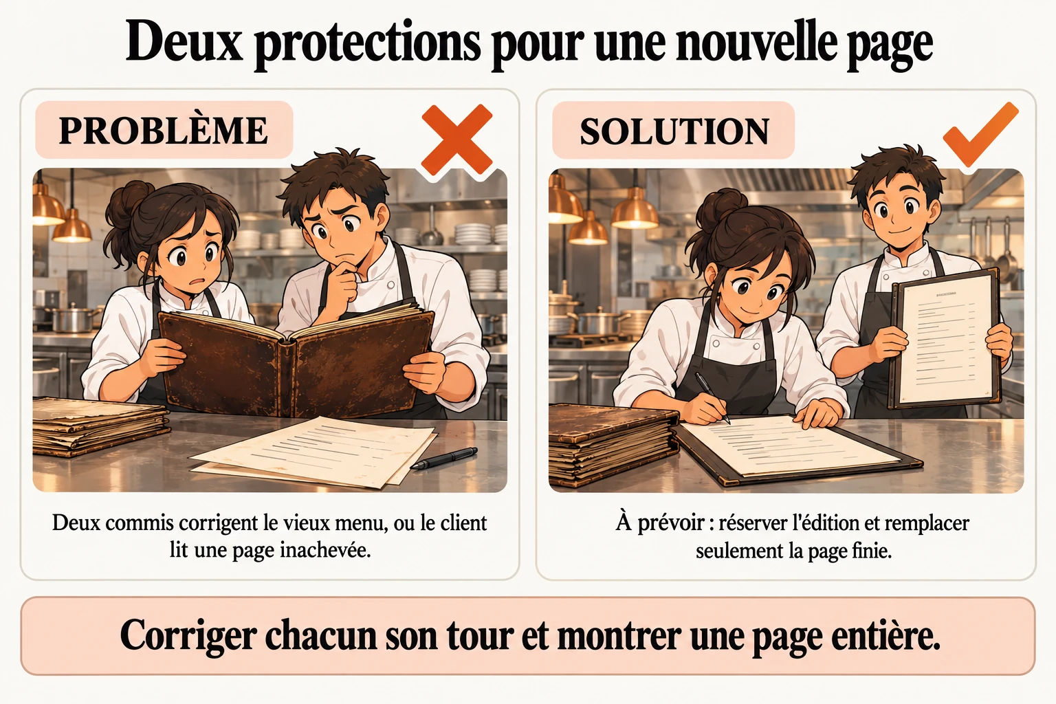 Réserver le menu pour l'éditer, puis afficher une page entière