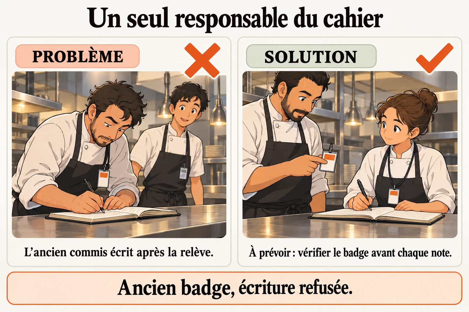 L'ancien commis ne doit plus écrire dans le cahier repris