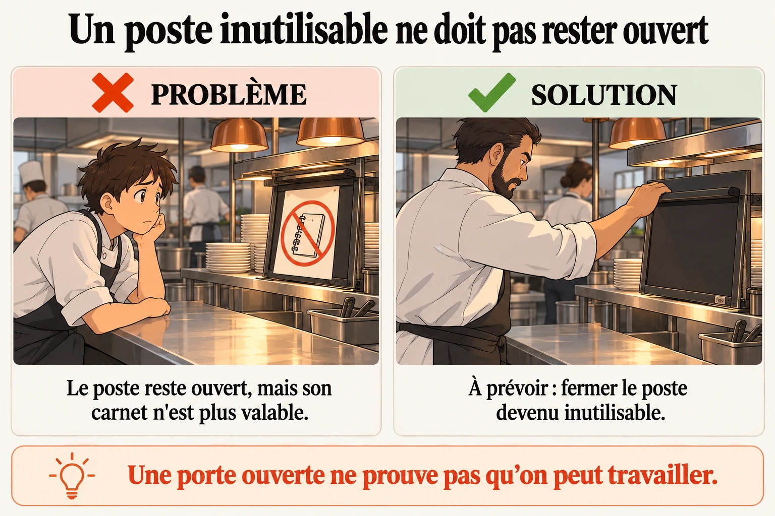 Avant de corriger le carnet, vérifier la bonne cuisine et le bon service