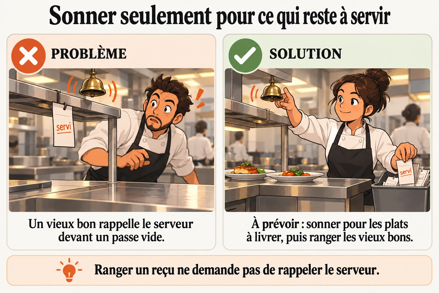 La cloche sonne pour un plat déjà servi