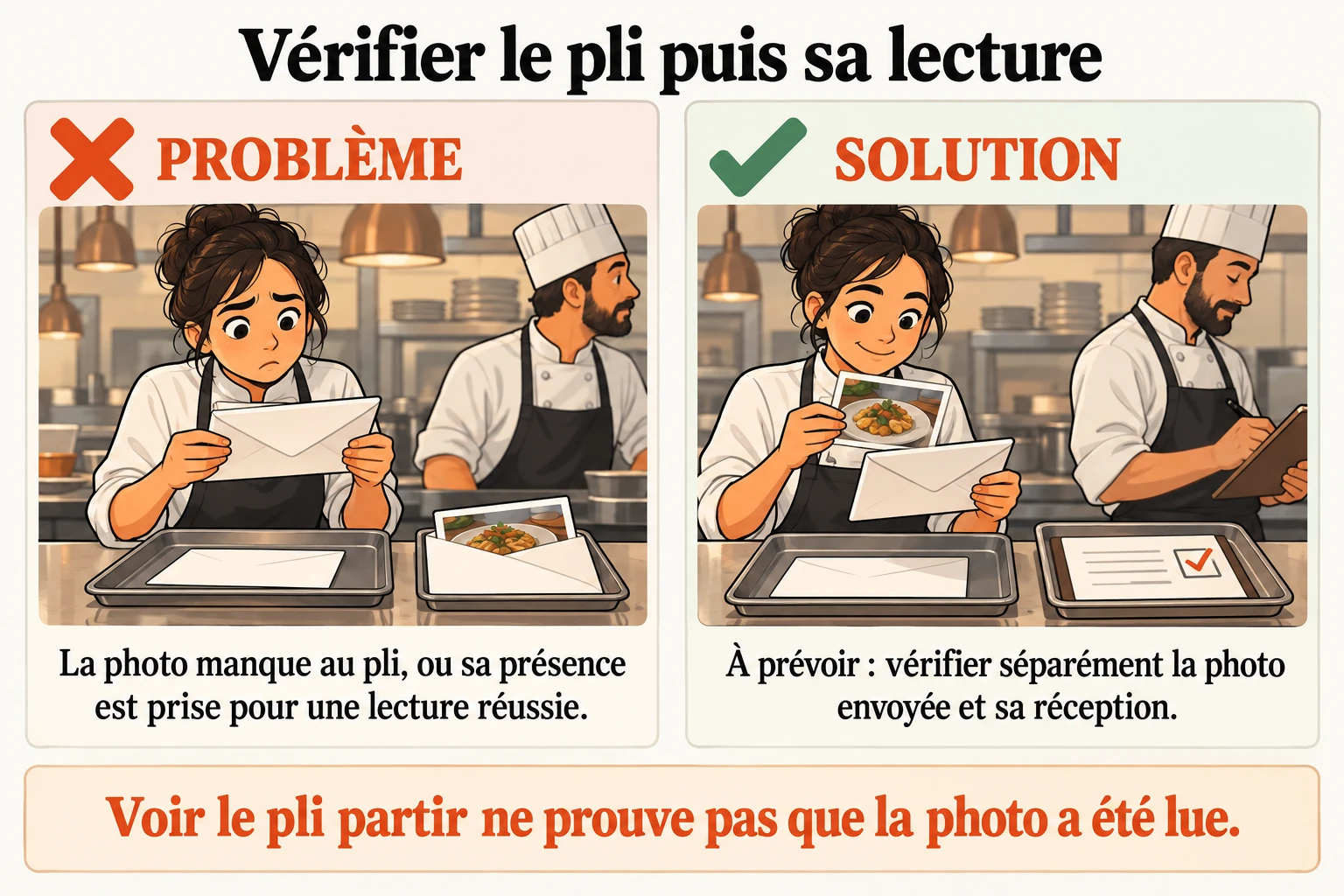 Mettre la photo dans le pli ne prouve pas qu'elle a été vue
