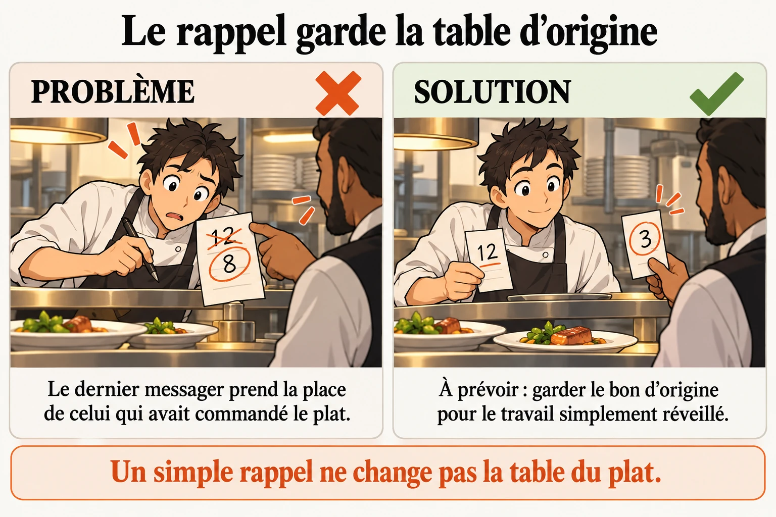 Un simple courrier réveille le plat sans changer sa table