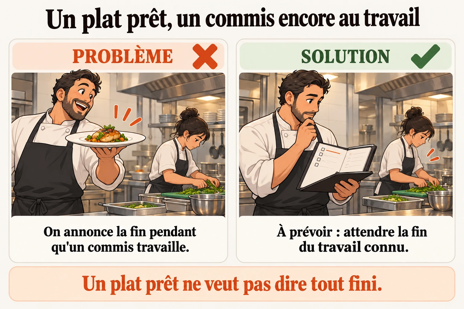 Une assiette prête ne ferme pas toute la cuisine