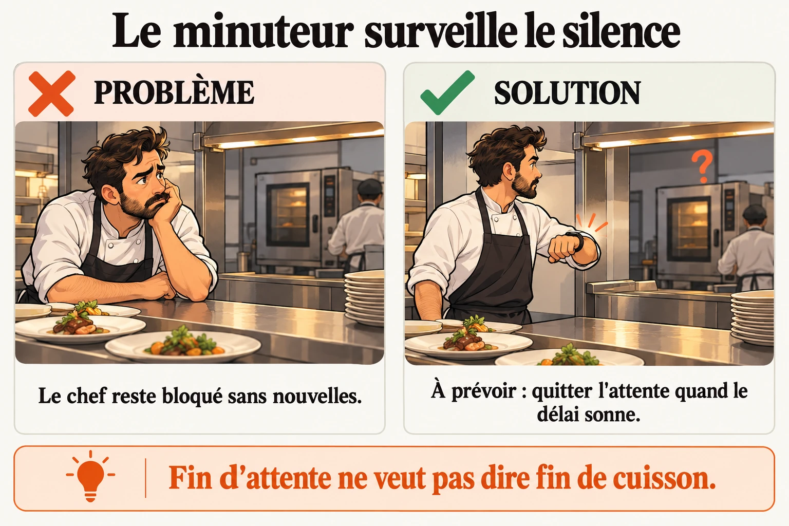 Cinq minutes sans nouvelles ne sont pas cinq minutes de cuisine