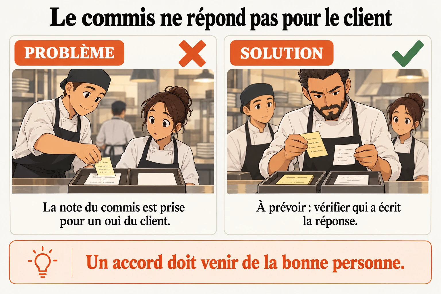 La note du commis ne vaut pas réponse du client