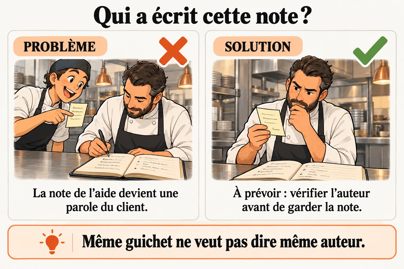 La note de l'aide ne devient pas un souvenir du client